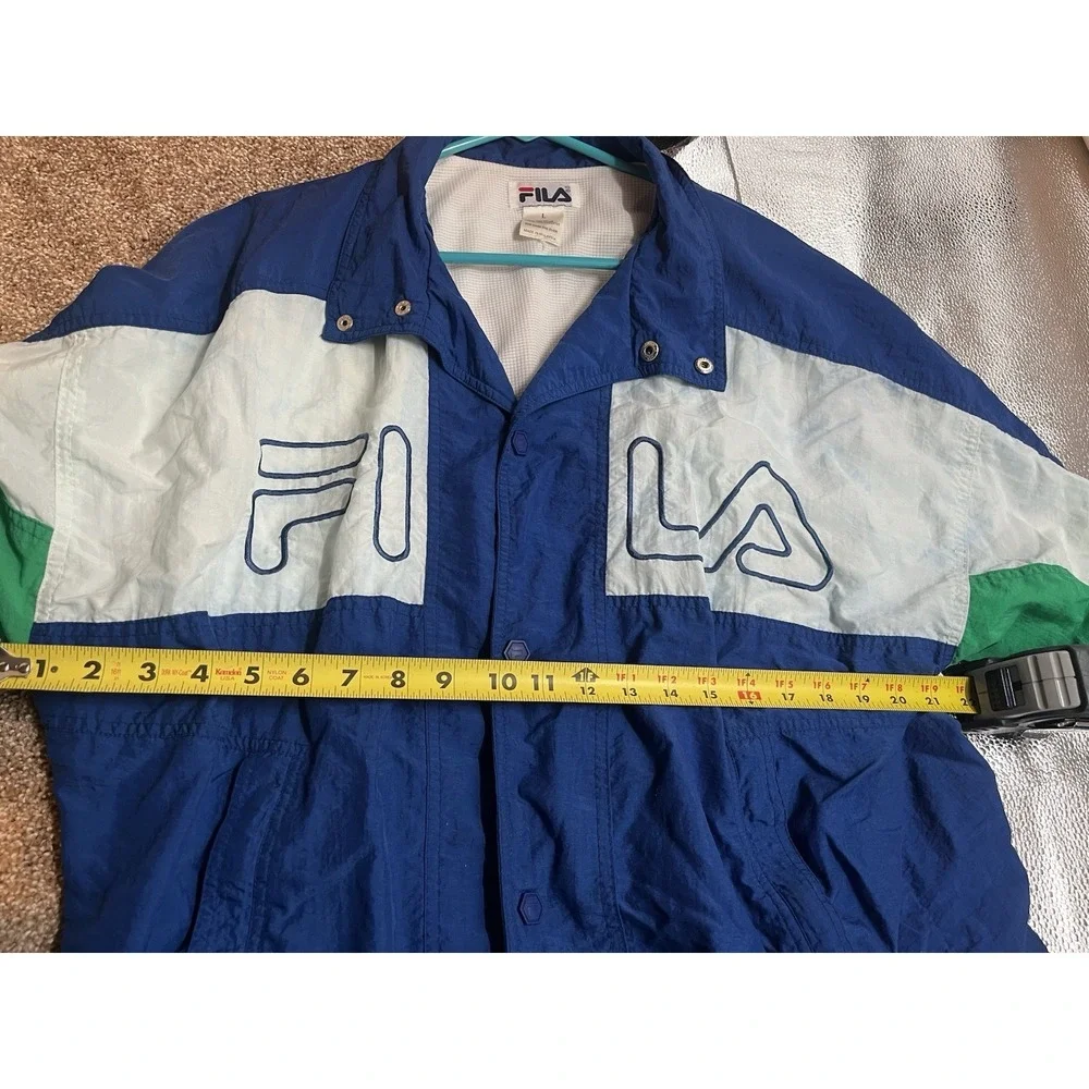 vintage FILA windbreaker Track jacket blue, white, green colorblock Large L Y2K
